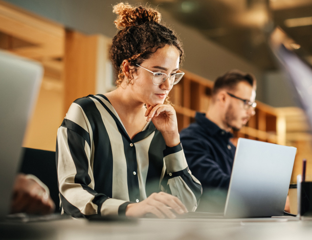 Woman working on laptop