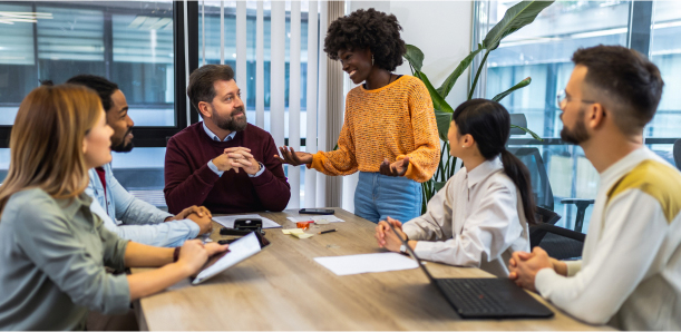 Long-term dedicated team working together in conference room