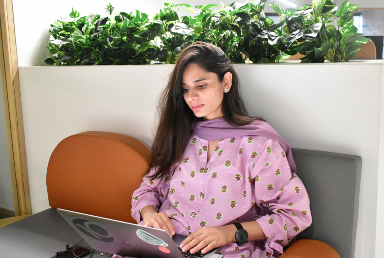 Professional woman working on her laptop.